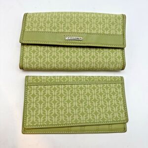 Fossil Signature Jacquard Wallet ID Checkbook Cover 10 CC Slots Zip Coin Pouch